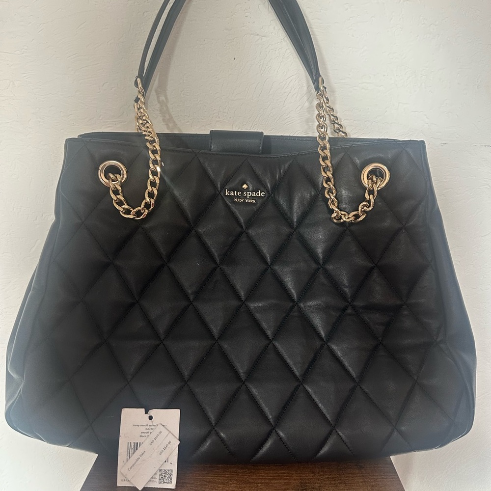 Kate Spade Black Quilted Tote Bag